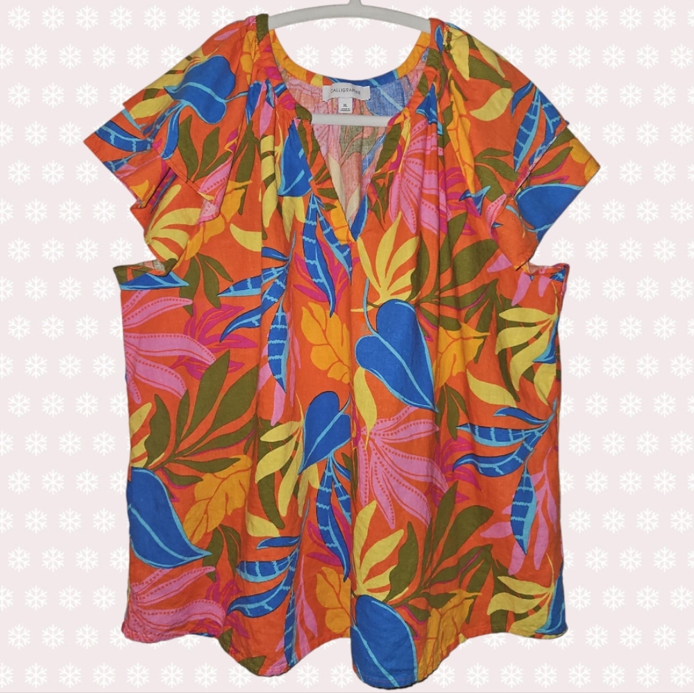 Calligraphie‎ Colorful Floral Women's Top